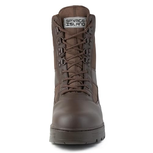 Bottes de combat en cuir marron Savage Island durables