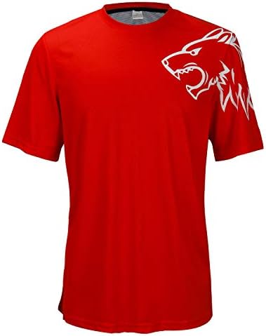 Wisdom Leaves Men's Short Sleeve Cycling Jersey Mountain Bike Shirt MTB Bike Jersey Moisture-Wicking T-Shirt Red/Black
