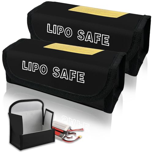 2 Stück Lipo Safe Bag, Akku Tasche Feuerfest, Explosionsschutz Feuerfeste Box für Akkus, für Mehrere Akkus Geeignet, Sicherheit Beim Aufladen, Lagern und Transporten(schwarz)