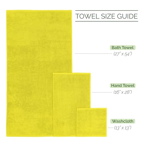 Image of Elegant Comfort Luxury 6-Piece 100% Turkish Cotton Jacquard Braided Textured Premium Hotel Quality Towel Set- Soft and Absorbent, Includes 2 Bath Towels, 2 Hand Towels and 2 Washcloths, Yellow
