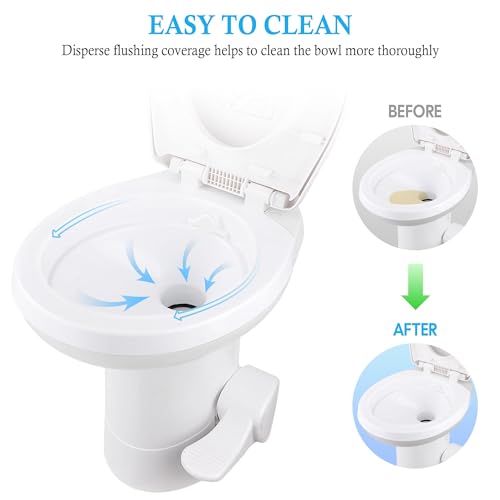 Image of AW 2 Packs Gravity Flush Toilet RV Toilet Foot Pedal 20 inch Seating Height | Motorhome Caravan Travel Trailer