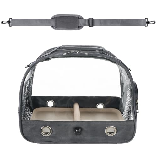 Image of Small Bird Travel Carrier Cage Portable Bird Parrot Parakeet Cockatiel Travel Carrier Bag Lightweight Birds Backpack with Standing Perch and Stainless Tray for Vet Visit Side Access Window