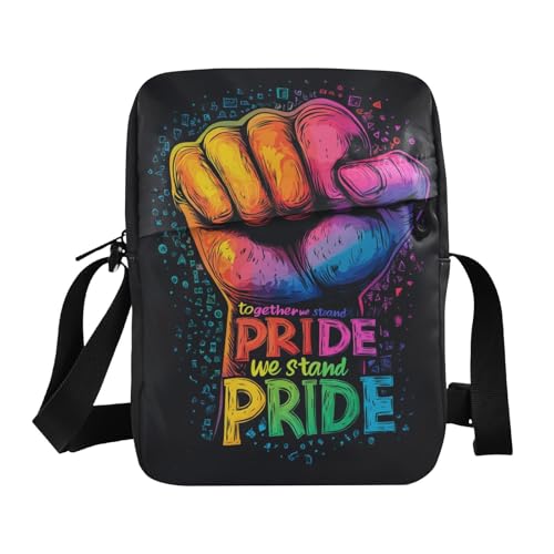 Small Messenger Bag Rainbow Fist Pride Black Crossbody Bag for Men Women Sling Shoulder Bags for Phone Passport