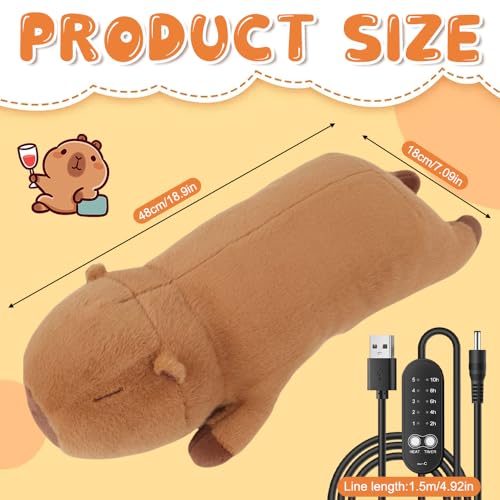 Capybara Elektrisches Heizkissen USB, Afenau Wärmekissen Elektrisch mit Temperaturregelung und Timing, Elektrische Wärmflasche, Heizdecke Kuscheldecke für Schultern, Nacken, Bauch