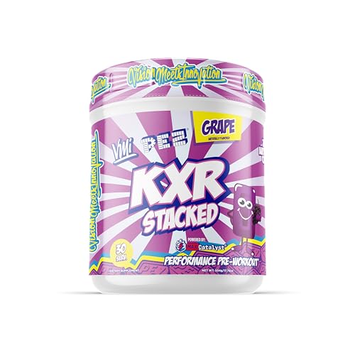 Image of VMI Sports KXR Stacked Essential Pre Workout Powder | Energy - Focus - Power & Pumps | Maximum Absorption Formula | Great Taste for Men & Women (30 Servings, PEZ Grape)