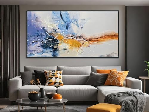 Ardemy Abstract Wall Art Canvas for Living Room Modern Framed Textured Painting Picture Bedroom Artwork Home Office Kitchen Dining Room Wall Decor, Black Wood Extra Large 58"x29"