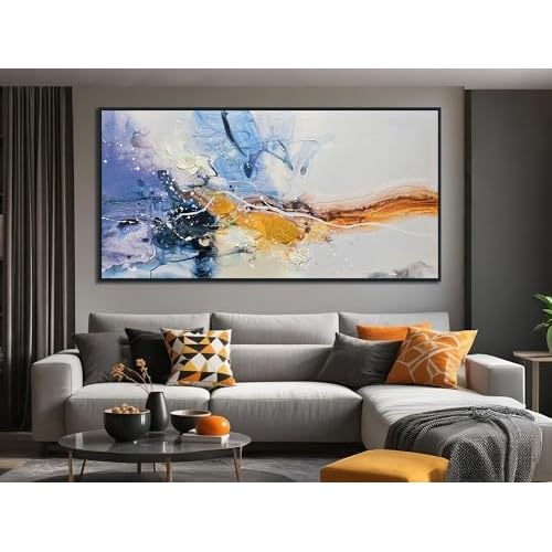 Ardemy Large Abstract Wall Art Canvas for Living Room Modern Framed Textured Painting Picture Wall Decor Bedroom Artwork Home Office Kitchen Dining Room Black Wood 40"x20" 40"L x 20"W Black