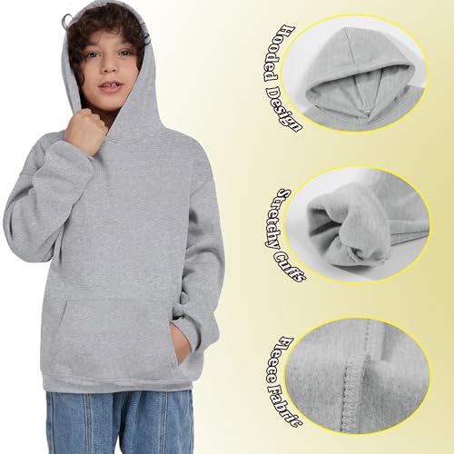 Image of Kids Athletic Pullover Hoodie Sweatshirt with Pocket Tops,2-12Years | Boys and Girls Fleece Hooded Christmas Halloween Teen Girls Athletic Hoodie Solid Color Lightweight Classic Kids Clothes