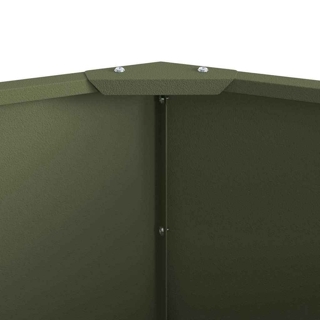 Pflanzkübel Olivgrün rund 90x90x35 cm aus Stahl Robustes Blumentopf Groß Outdoor für Garten Terrasse Balkon Modernes Design