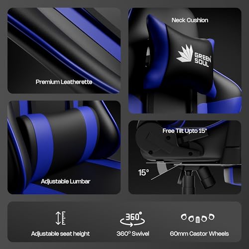 Green Soul Raptor Pro Racing Edition Gaming Chair Black Blue - Image 5