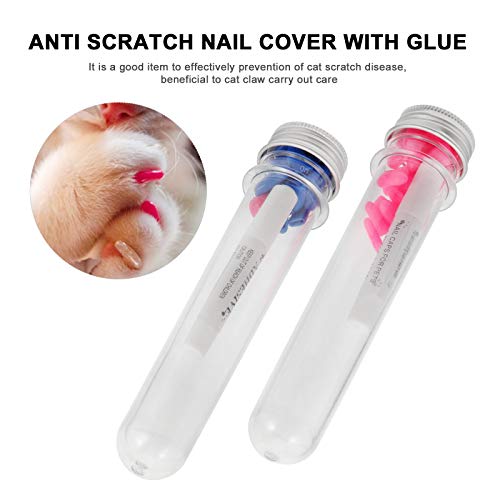 Capa para unhas pet capa anti-arranhões anti-arranhões com cola (azul + rosa M)
