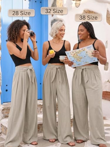 Image of Leriya Fashion High Waist Palazzo Pants for Women | Poly Cotton Wide Leg Trouser Pants for Women | Relaxed Fit Pleated Trousers for Casual & Semi-Formal Wear
