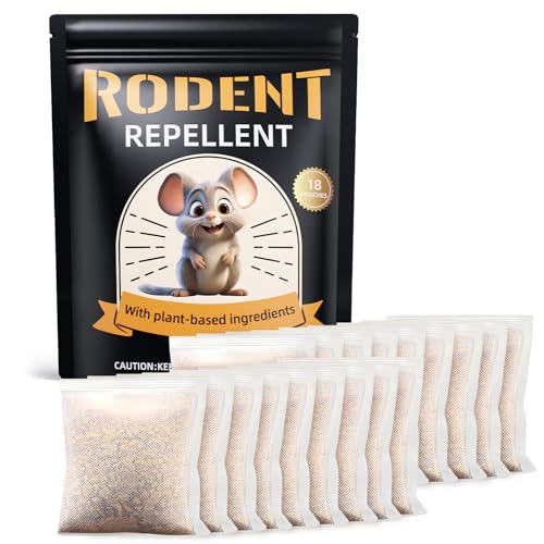 Rodent Repellent 18 Pouches, Mouse Repellent for Indoor & Outdoor Use, Peppermint Oil Mice Repellent Natural Moth Balls for Rodent for Home, Garage, RV & Garden