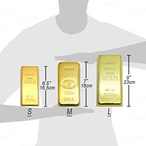 Sablue Replica Gold Bar Fake Brick Bullion Plastic Business Card Case Holders Box Storage Novelty Gift Joke Decorative Prop Movie Prop Stage Pirate Party Favors Supplies Treasure Hunt Game Bullion(L) #TOP7