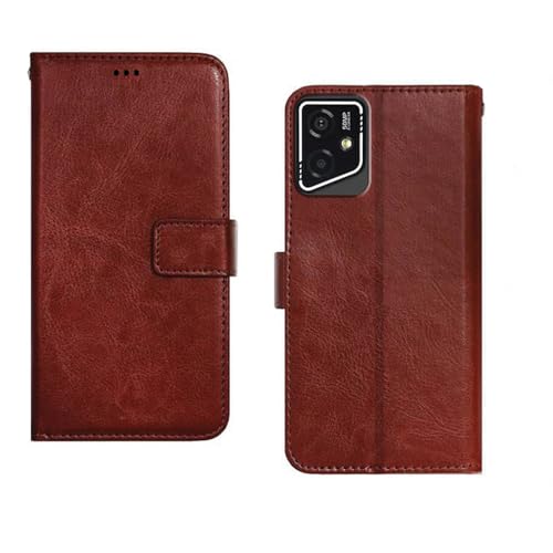 Image of amazon basics Lava Yuva Star 2 5G Flip Cover | Card Pockets Wallet & Stand | Flip Cover for Lava Yuva Star 2 5G (Brown)