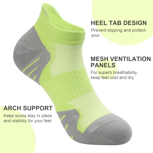 PAPLUS 6 Pairs Ankle Compression Socks for Women, Cushioned Running Socks with Arch Support, Low Cut, Targeted Compression4