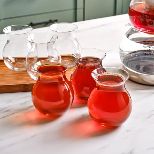 Karaca Refikadan Tatlıcan   Juego de 6 vasos de té turco, aptos para lavavajillas, vasos de té turco, diseño único y práctico