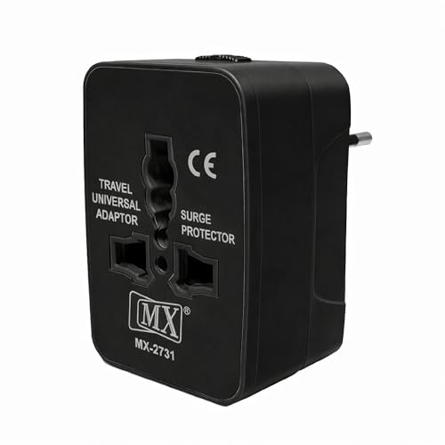 Image of MX Universal Travel Adapter All in One Worldwide Plug Adapter, International Travel Plug Converter Multi Plug Pin with Surge Protector, 3 Pin Universal Socket Adapter for UK, Europe, USA, China, Japan