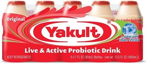 Yakult Probiotic Drink Original, 2.7 fl oz Bottle, Pack of 5