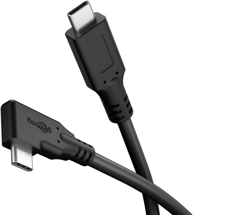 Câble USB-C™ goobay 3.2/90° - 1 m, 60 W, 5 Gbit/s, Power Delivery, USB-C™ vers USB-C™, transfert de données ultra-rapide, idéal pour smartphone, ordinateur portable, compatible avec Thunderbolt™-79421