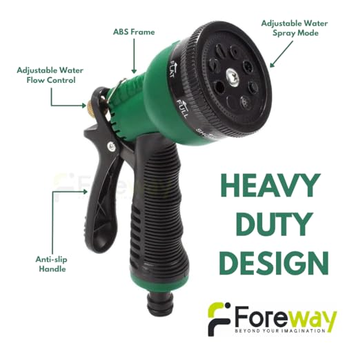Image of 15 Meter 0.5 inch Heavy Duty 3 Layered Braided PVC Garden Hose Pipe with 8 Mode Spray Gun, Tap Adapter & 3 Clamps, Water Pipe for Garden, Car Washing, Garden Pipe for Home