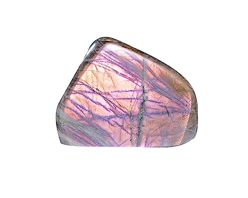 CrystalWonder Natural Labradorite Moonstone Purple Flash Healing Crystal Quartz Gemstone Specimen Polished Irregular Shape for Reiki Decoration (Purple 500-600Grams)