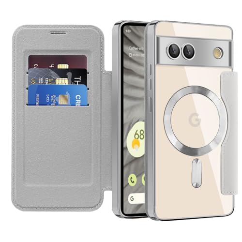 Coque Pixel 7A portefeuille MagSafe idéale pour voyager léger en gris