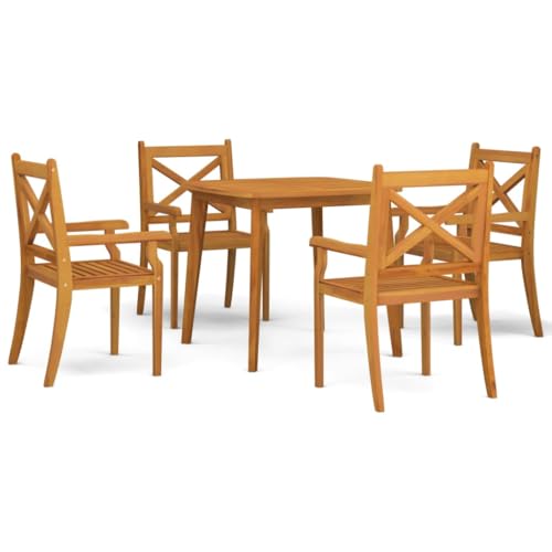 Genérico Juego de Comedor de jardín 5 Piezas Madera Maciza de Acacia,Conjuntos de jardín-3058000