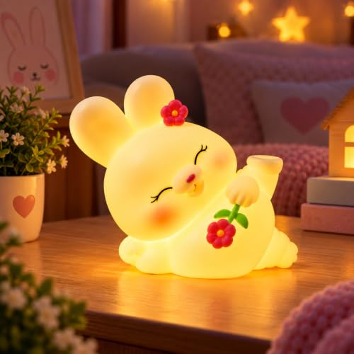 Image of Lovely Bunny Night Light Lamp Battery Operated Table and Desk Decorations Gift (Lovely Bunny)