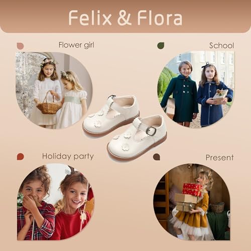 Image of Felix & Flora Toddler Girl Mary Jane Dress Shoes - School Oxford Flats for Girl Party Shoes.