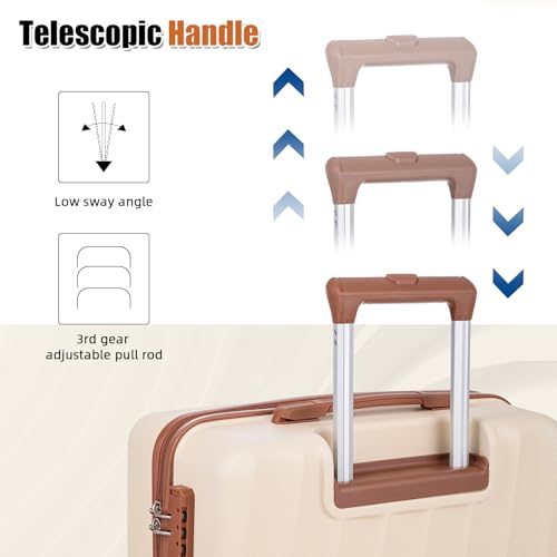 Image of Luggage Sets 6 Piece Suitcases with Wheels,ABS Hard Case Suitcases with Spinner Wheels,Durable Travel Luggage(Beige, 6 Piece Set(16 inch /20 inch /24 inch /28))
