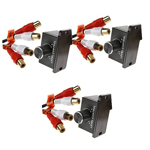 GAROZATION 3pcs Car Amplifier Volume Control Knob with Connector Level Remote Control for Car Easy Installation Compatible