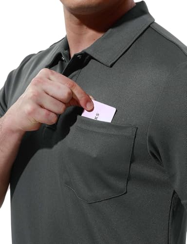 Image of Rdruko Men's Polo Shirts Short Sleeve Quick Dry Outdoor Golf Sports Shirts with Pocket