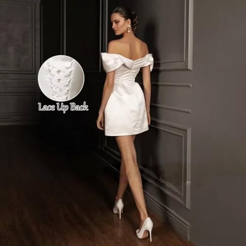 Image of TIANMEI Women's Off Shoulder Satin Wedding Guest Dresses Mini Elegant Bridal Baby Shower Dress Short Prom Gown for Juniors Size 12 Burnt Orange