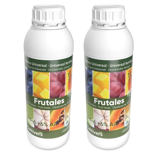 CULTIVERS Fertilizante Frutales Ecológico 2x1 L. Abono Líquido Intensifica el Sabor y Aumenta el tamaño. 100% Orgánico