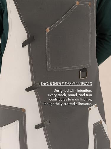 Image of Work Apron - Stylish Cotton Apron with Rip Stop Weave, Waterproof & Breathable Membrane, Durable Tear Resistant, Chef, Kitchen, BBQ, Workshop & Gardening Apron-Forest Green