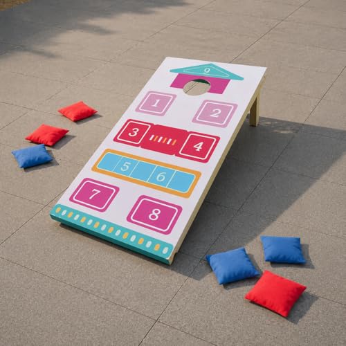 Jeu Cornhole bois 120x60 extérieur, activité ludique de lancer de sac familial - 5