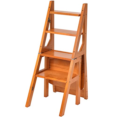Taburete plegable de madera con diseño compacto y acabados de alta calidad