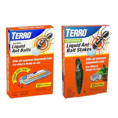 Bundle of TERRO T300B Liquid Ant Killer, 12 Bait Stations + TERRO T1813B Outdoor Ready-to-Use Liquid Ant Bait Stake Killer Trap - Kills Common Household Ants - image 1