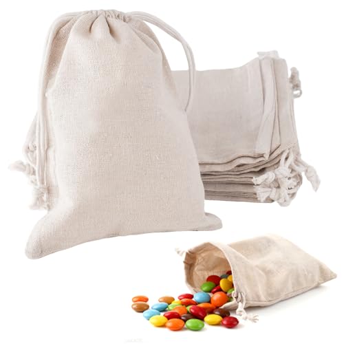 Lot de 16 Sachets en Coton,15 X 20 Cm Sacs en Tissu avec Cordon,Sacs en Lin,Petits Sac en Tissu,Sachets en Toile De Jute,Sac Cadeau avec Cordon de Serrage,pour Mariages...