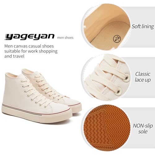 Image of yageyan Men's High Top Canvas Sneakers Fashion Lace up Walking Shoes Casual Classic