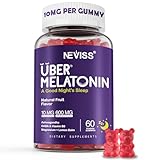 Melatonin Gummies 10mg 20mg for Adults, Melatonin 10 mg per Gummy with Ashwagandha, Magnesium Glycinate, GABA, L-theanine, Valerian Root and Lemon Balm, Rest Support Supplement, Grape Flavor, 60 Cts