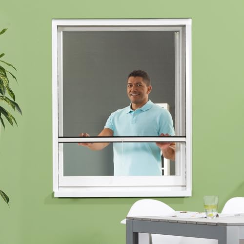 empasa Insektenschutz Rollo Fenster CLASSIC Fliegengitter Mückenschutz ausziehbar, aus PVC und schwarzem Fiberglas, einfache Montage, Selbstbausatz, individuell kürzbar, bis max. 150 x 220 cm