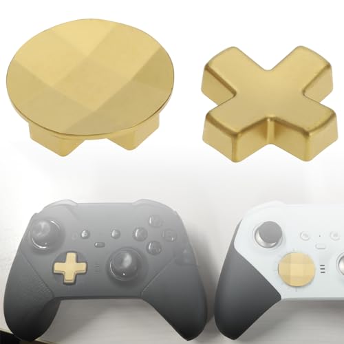 Image of ECSiNG 2Pcs Metal D-Pads Paddles Replacement Parts Directional Pad Kits Compatible with Xbox One Elite Series 2 Compatible with Xbox Elite 2 Core, Gold