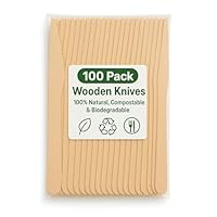 1Above 100Pk Disposable Wooden Cutlery Set, 100% Natural and Biodegradable, Eco-Friendly Cutlery Set for Wedding, Office and Party Picnic