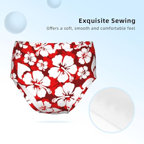 Hawaiian Red Hibiscus Girls' Underwear Soft Cotton Little Girls Panties Comfort Briefs3
