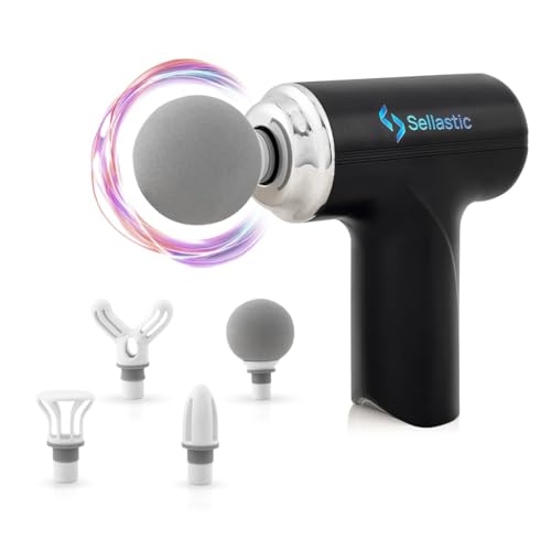 SELLASTIC Forge Gun Massager for Body Pain | Mini Body Massage Gun for Deep Tissue, Muscle & Pain Relief | Handheld, Battery Powered Massager for Neck, Back, Shoulder, Legs, Foot - Multicolor