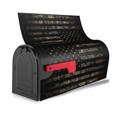 Image of Camouflage Hunting Tactical Camo American Flag Mailbox Covers Magnetic Mailbox Wraps Post Letter Box Cover Standard Oversize 21 inchX18 inch /25.5 inch X 21 inch Mailwrap Garden Home Decor