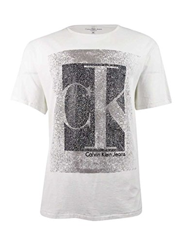 Calvin Klein Jeans Men's Crackled Ck Logo Crew Neck T-Shirt