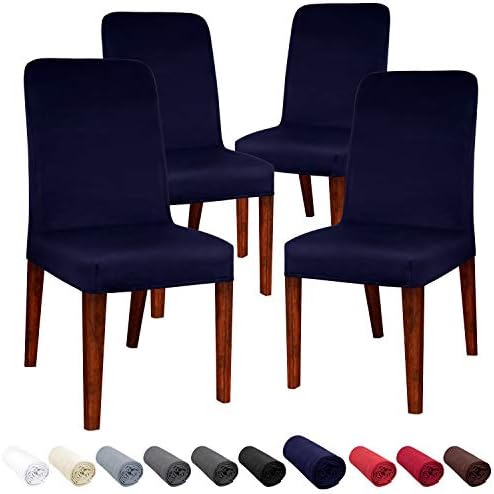 JARITTO Large Size Modern Chair Cover Armless Chair Slipcover Elastic Chair Seat Protector Washable Removable for Dining Room Kitchen Hotel Restaurant Wedding Party 4 Pieces (White)